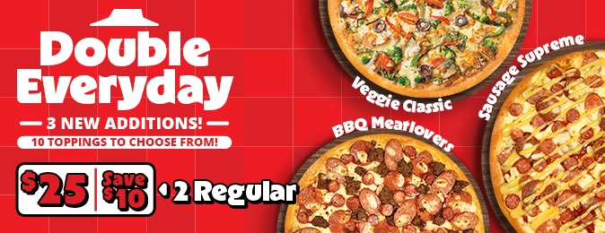 Double Tuesday & Thursday – Regular Pizzas